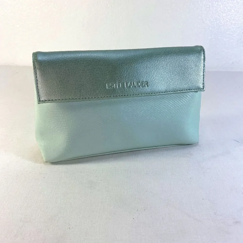 Estee Lauder Womens Small Cosmetic Bag Makeup Clutch Vinyl Lined Snap Top 8